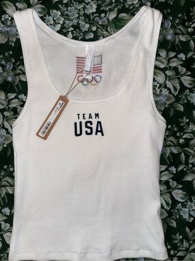 SKIMS Team USA White Ribbed Tank Top